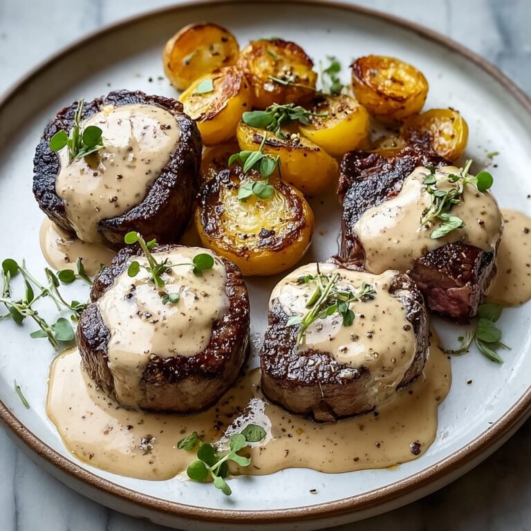 Filet Mignon with Creamy Peppercorn Sauce Recipe