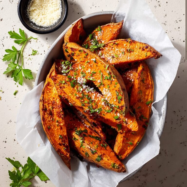 Garlic Parmesan Sweet Potato Wedges Recipe