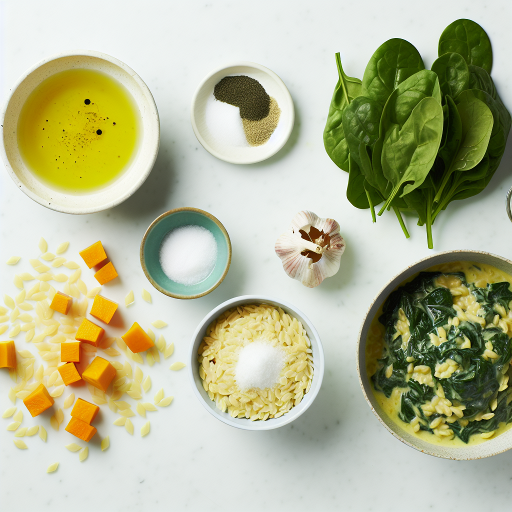 Creamy Orzo with Roasted Butternut Squash and Spinach Recipe - Recipe Image