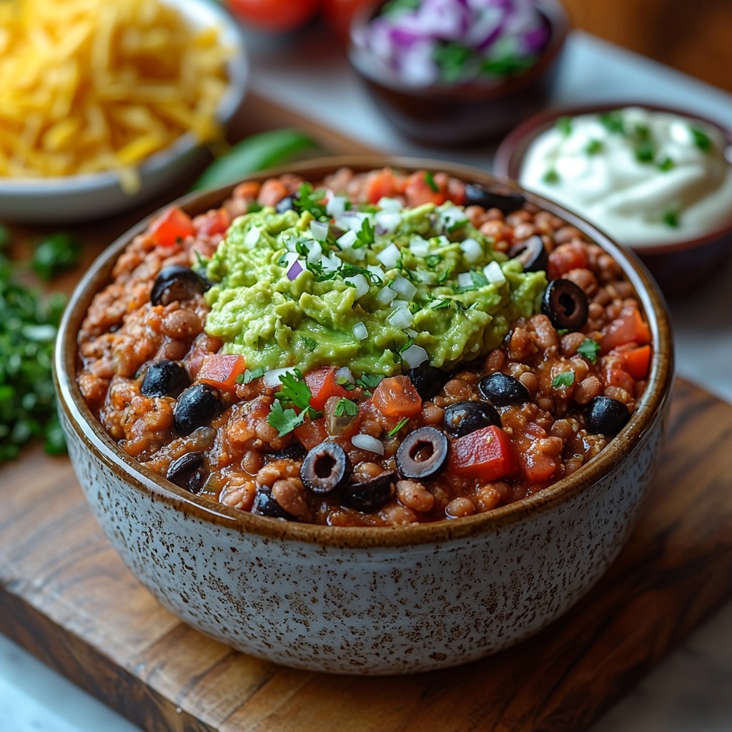Refried beans in a rustic bowl mixed with taco seasoning, creamy green guacamole in a small ceramic dish, smooth white sour cream in a glass ramekin, shredded yellow and white cheese piled loosely on a wooden board, bright red diced tomatoes in a white bowl, shiny sliced black olives neatly arranged on a small plate, finely chopped vibrant green onions sprinkled casually on a linen napkin, all ingredients spread out on a clean white marble surface with soft natural light enhancing the rich colors and varied textures, slight shadows for depth, minimal props emphasizing freshness and authenticity, overhead shot, top down view, flat lay photography, professional food styling --ar 1:1 --q 2 --s 750 --v 6.1