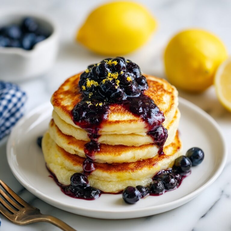 Fluffy Pancakes with Homemade Blueberry Syrup Recipe