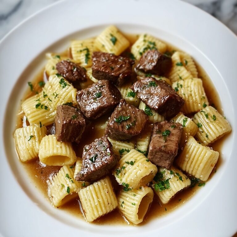Garlic Butter Steak Bites with Creamy Shell Pasta Recipe