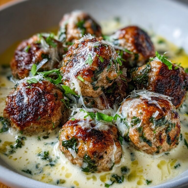 Baked Chicken Ricotta Meatballs with Spinach Alfredo Sauce Recipe