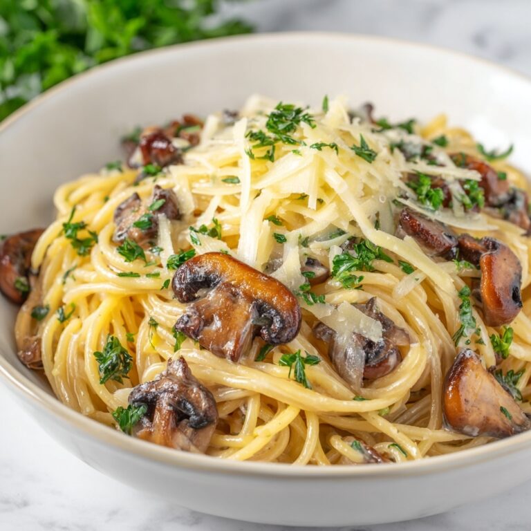 Creamy Mushroom Linguine with Garlic and Parmesan Recipe