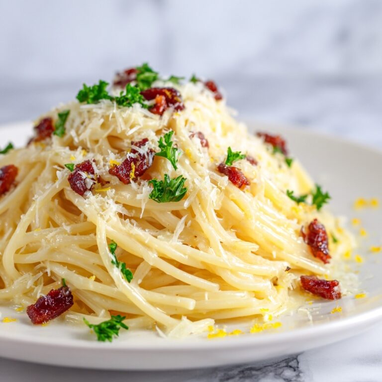 Crispy Bacon Linguine with Garlic, Parmesan, and Lemon Zest Recipe