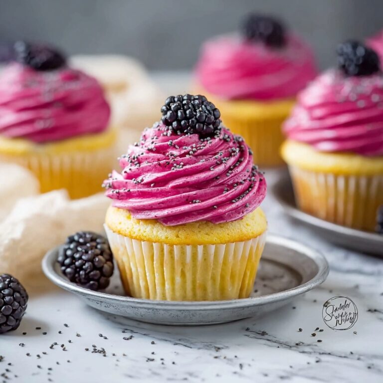 Lemon Poppy Seed Cupcakes with Blackberry Buttercream Frosting Recipe