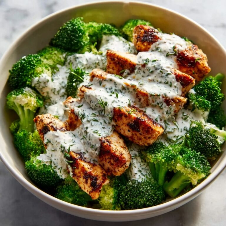Grilled Chicken Broccoli Bowls with Creamy Garlic Sauce Recipe