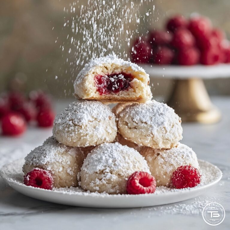 Raspberry Filled Almond Snowball Cookies Recipe