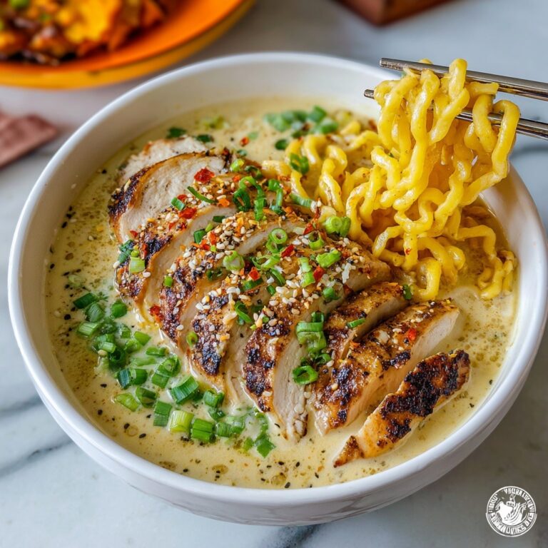 Fiery Chicken Ramen with Creamy Garlic Sauce Recipe